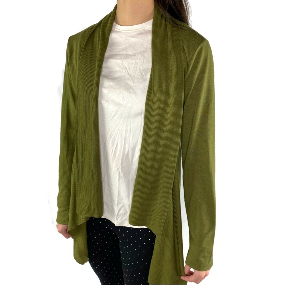 Coldwater Creek Olive Open Jersey Cardigan Small